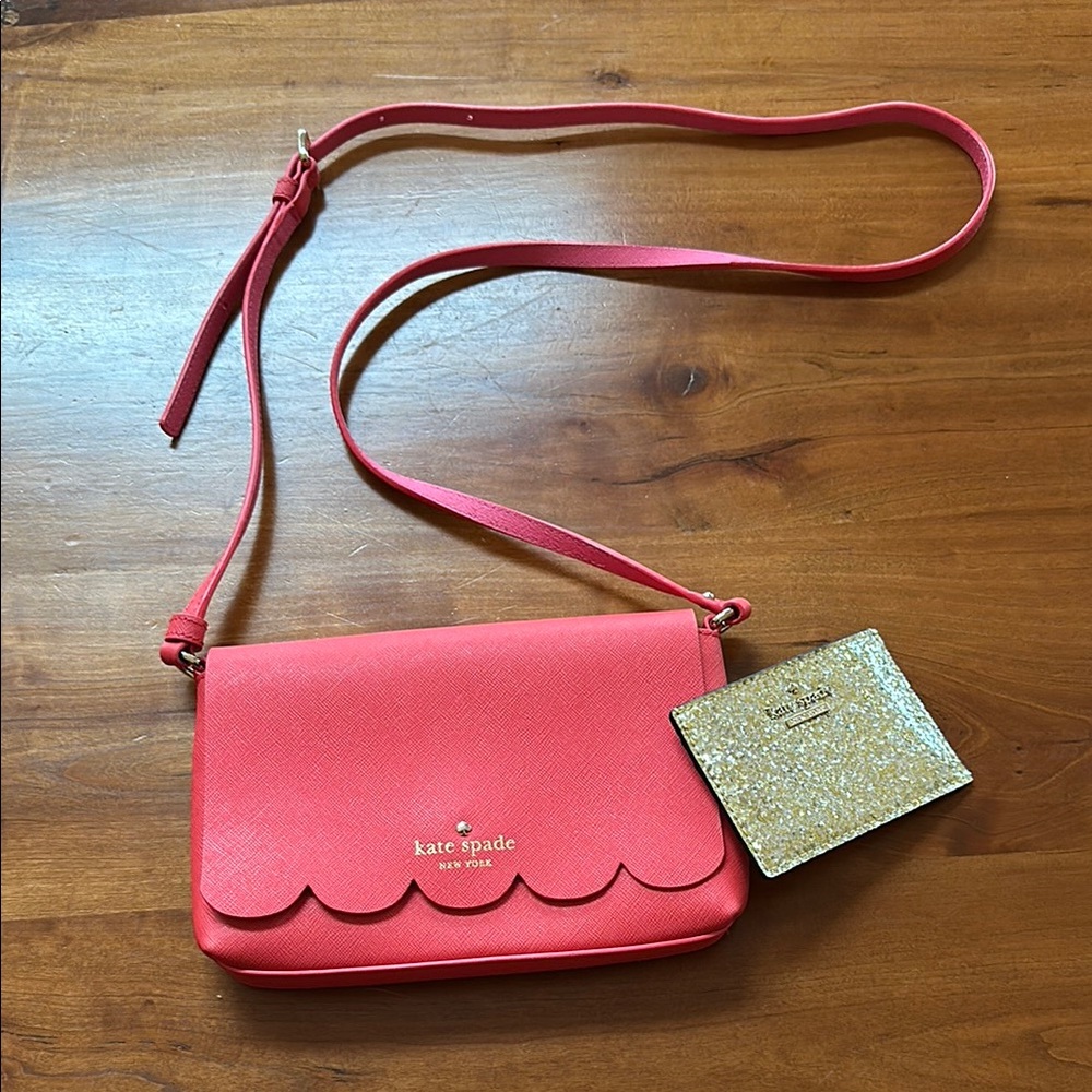 kate spade Coral Pink Scalloped Crossbody Bag
